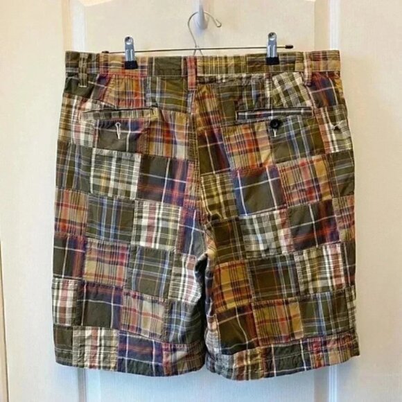 Sonoma Men’s Shorts Flat Front Chino Shorts Cotton Tan Green Blue Plaid Size 36 - Picture 4 of 16